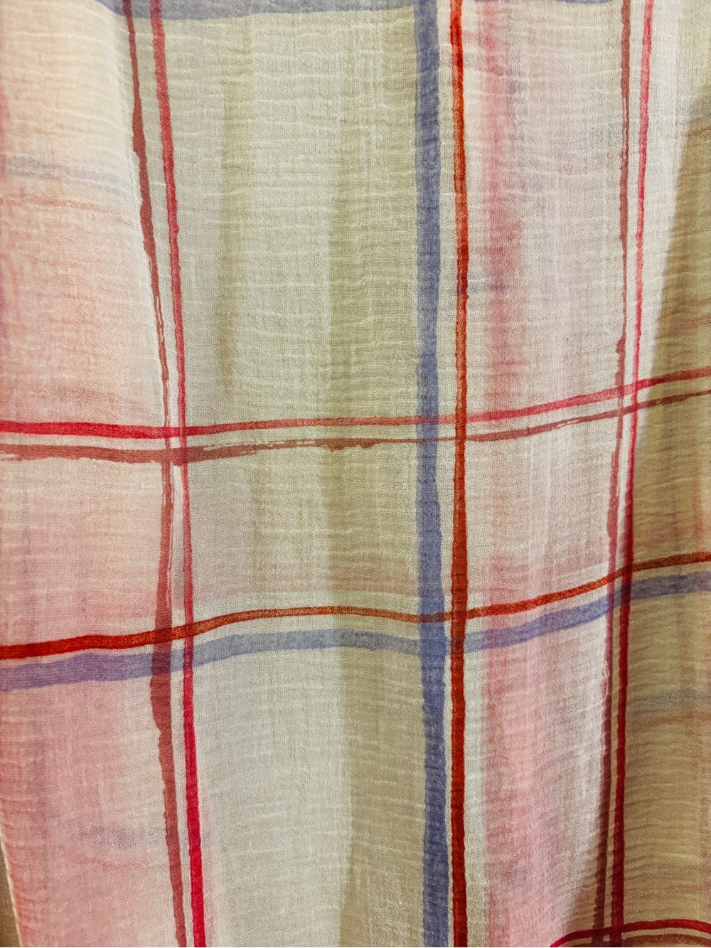 ANTHROPOLOGIE/HOLDING HORSES Pink Plaid Button-Down Shirt with Periwinkle Accent - Picture 7 of 7